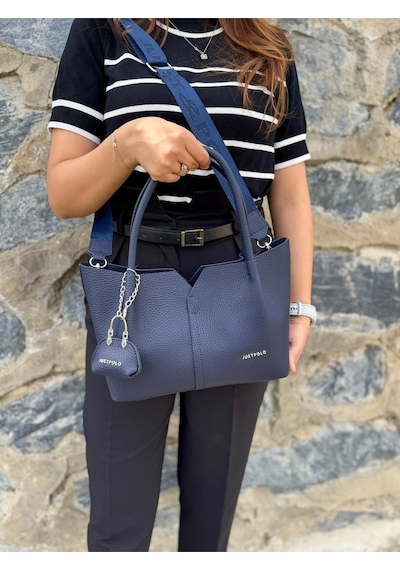 Just Polo Kadın Orijinal Just Polo Yumuşak Deri Ayarlanabilir Askılı Lüks El Ve Omuz Çantası Shoulder Bag Lacivert