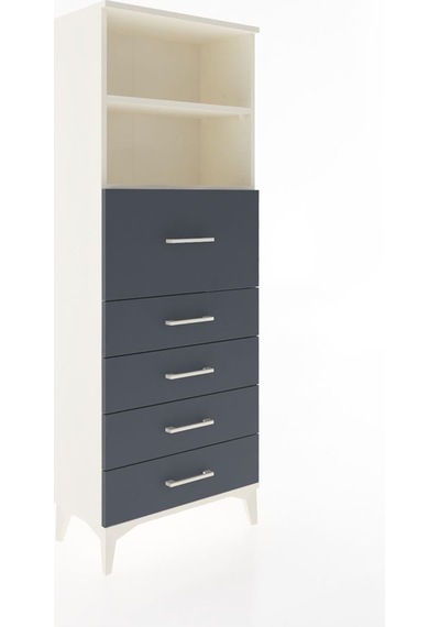 Arges Dolap 2 Raflı 5 Çekmeceli 60x30x163 Aytaşı-antrasit Aytaşı