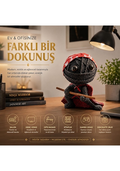 Örgü Tasarımlı Polyester Ninja Voodoo Biblo Savaşçı Figür Dekoratif Obje Genç Odası Hediyelik 18 Cm 42860331