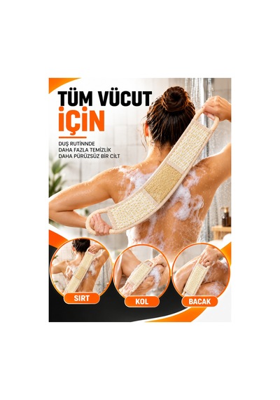 Doğal Kabak Sırt Kesesi Xl 75 Cm Saplı Banyo Ve Duş Kesesi, Kabak Lifli Vücut Peeling Kesesi