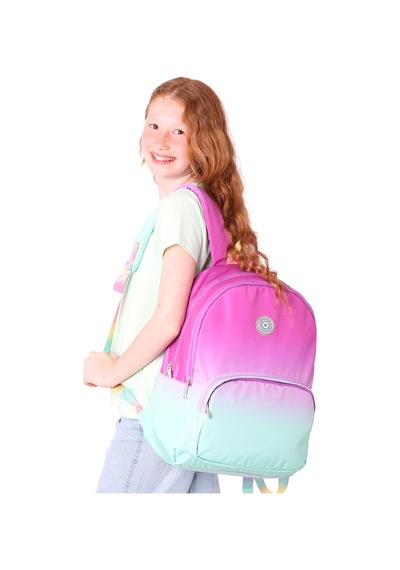 Elatae Su Geçirmez Kumaş Kız Çocuk Çok Gözlü Ortopedik Sırt Okul Çantası K1798 Pembe
