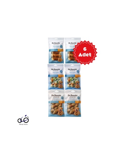 Dr.sacchi Premium Tavuk Sargılı Sığır Derisi Karışık Tahılsız Köpek Ödülü 100gr 6 Adet