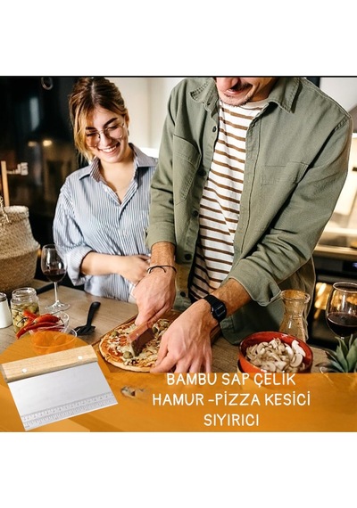 Alvin-bambu Saplı Paslanmaz Spatula Hamur Kesici Şekillendirici Çelik Bej Diğer