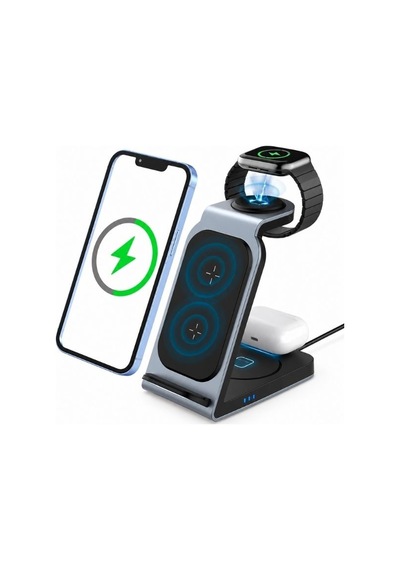 Sw17 3 Ü 1 Arada Kablosuz Şarj Standı Telefon, Airpods Ve Apple Watch İçin Hızlı Şarj