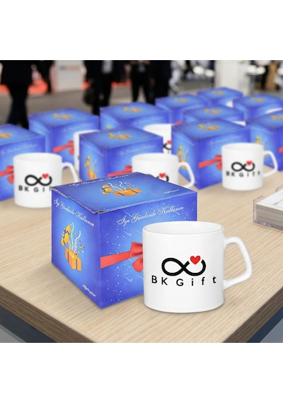 Bk Kurumsal Promosyon Logolu Afilli Beyaz Kupa Bardak 10 Adet Logo Baskılı