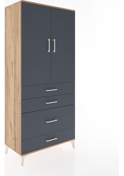 Hyperion Dolap 3 Raflı 4 Çekmeceli 2 Kapaklı 88x44x195 Çam-an... Çam