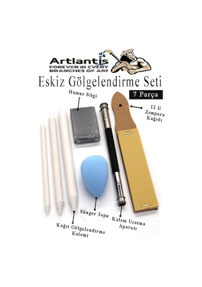 Eskiz Gölgelendirme Seti 7 Parça 1 Paket Kalem Zımparası Kalem Uzatma Aparatı Pastel Dağıtıcı Karakalem