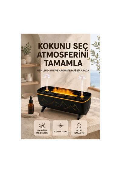 Mey İthalat Uzaktan Kumandalı Hava Nemlendirici Aromaterapi Difüzörü 2 4 8 Saat Zamanlayıcılı Siyah -