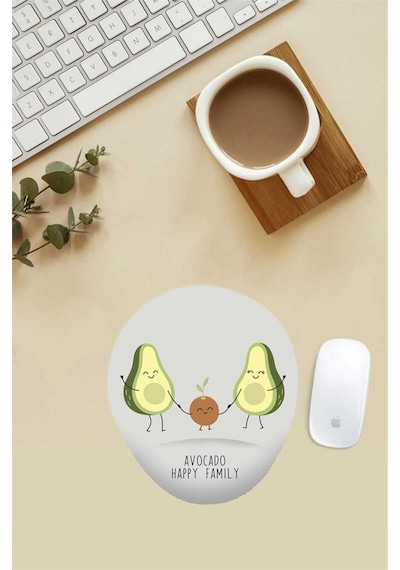 Avokado Family Desenli Bilek Destekli Mouse Pad Mousepad
