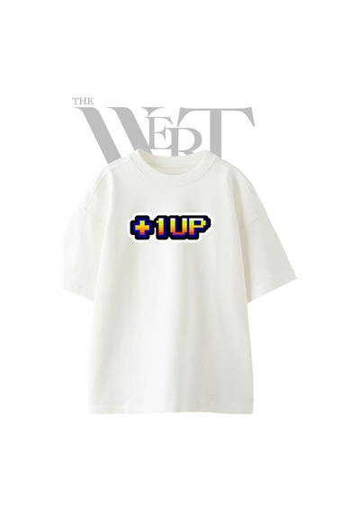 Thewert 1up Tasarım Baskılı Ünisex Beyaz Oversize T-shirt