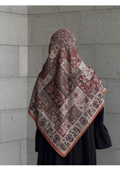 Qalortex Scarf Pamuklu Soft Osmanlı Desen Eşarp-taba