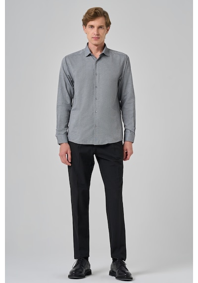 Morven Erkek Gri Slim Fit İtalyan Yaka Gömlek 25mc004069100 Gri Gri