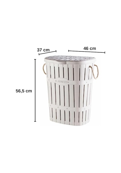 Kastamonu Plastik Bambu Halatlı Kirli Çamaşır Sepeti 65 L-beyaz
