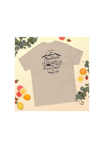 Wildstyle The Mountains Are Calling I Must Go Dağcı Baskılı Unisex Pamuklu Tişört Camel