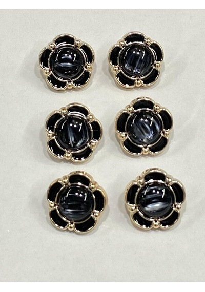 Papatya Düğme/ Papatya Sedefli Model / Siyah / 6 Lı Set / 2 Cm