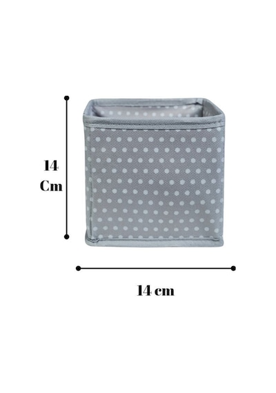 4 'lü Gri Beyaz Puantiyeli Dolap & Çekmece Düzenleyici Saklama Kutusu Organizer Kumaş 40 X 40 Gri Diğer