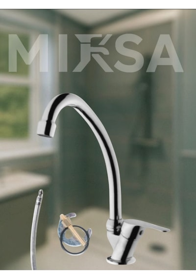 Krom Mermerden Tek Su Çıkışlı Lavabo-eviye Musluk Bataryası