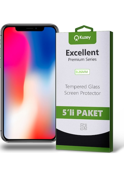 Apple Uyumlu   iPhone X ile Temperli Ekran Koruyucu Kırılmaz Cam Ekonomik 5'li Paket