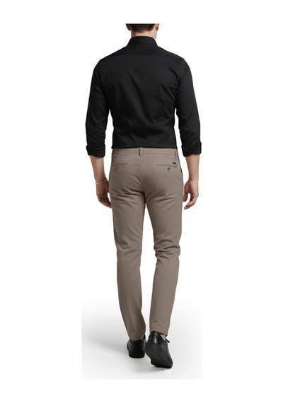 Deepsea Erkek Bej Likralı Gofre Kumaş Beli Lastikli İpli Slim Fit Günlük Pantolon 2600650 Bej