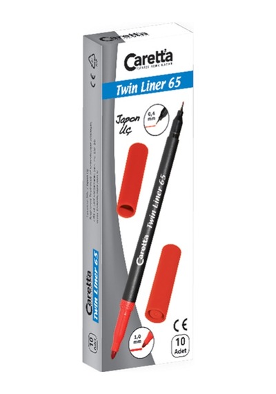 Caretta Twinliner Çift Uçlu Keçeli Kalem 0.4 Mm-1.0 Mm Mor 10  Lu