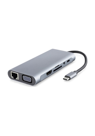 Type-c 3.0 Hub Pd 100w Hdmı 4k Vga Gigabit Lan Aux Kart Okuyucu 11 Port Gri Hdx7830 Tg 5klfk5h 1