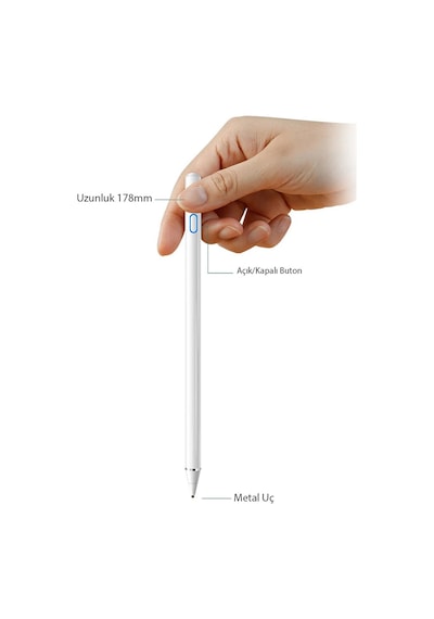 Xiaomi Redmi Pad 2 / Pad 2 Pro Uyumlu Universal Şarjlı Aktif Stylus Pen Dokunmatik Tablet Kalemi Beyaz