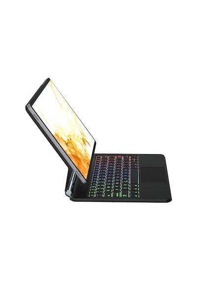 Galaxy X510 Tab S9 Fe Uyumlu 11 İnç Ledli Klavyeli Magnetik Tablet Kılıfı Klavyeli Kılıf