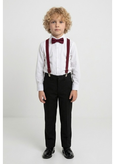 Mnk Baby & Kids Beyaz Gömlekli Erkek Çocuk Takım M00787 Bordo
