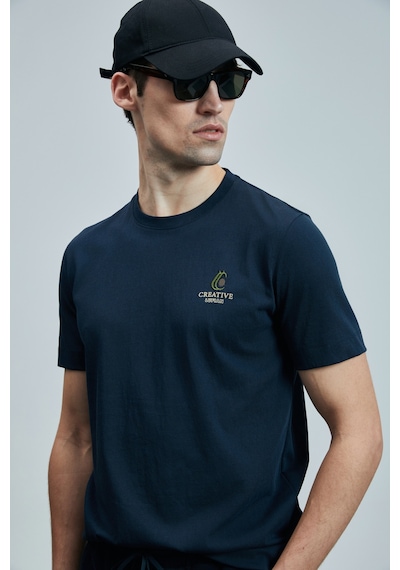 Lufian 111020263 Olıvıa Modern Grafik T- Shirt Erkek Tişort Lacivert