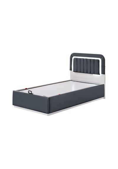 Demonte Baza Seti, Valens Ledli Tek Kişilik Baza Başlık Seti - İkili Set, Antrasit - 100x200 Cm 100 x 200