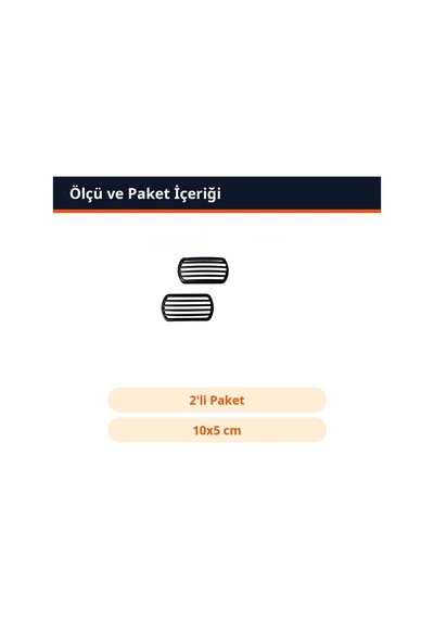 Trobus Kafesli Izgara Yan Sinyal Çerçeve Kapağı 2'li 10x5 Cm Parlak Siyah