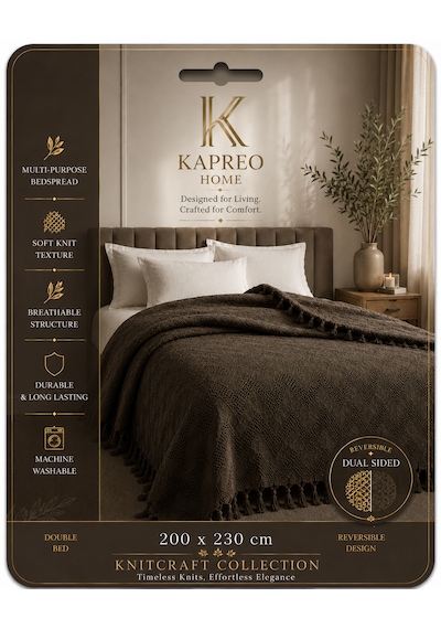Kapreo Home Craft Collection Premium Çift Kişilik Pike 200 X 230 Kahverengi