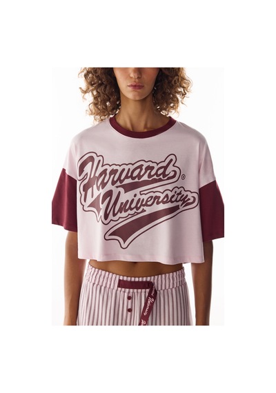 Penti Pembe Harvard Graffiti Desenli Kısa Kollu Şort Pijama Takımı Pk24
