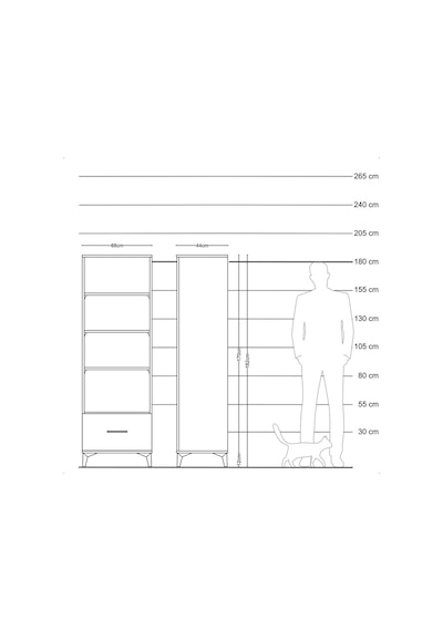 Hyperion Dolap 4 Raflı Tek Çekmeceli 88x44x182 Aytaşı-antrasit Aytaşı