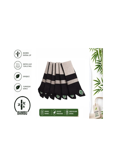 Abani Classic 6 Çift Çorap Dikişsiz Bambu Terletmez Premium Mevsimlik Lüks Erkek Çorap Siyah