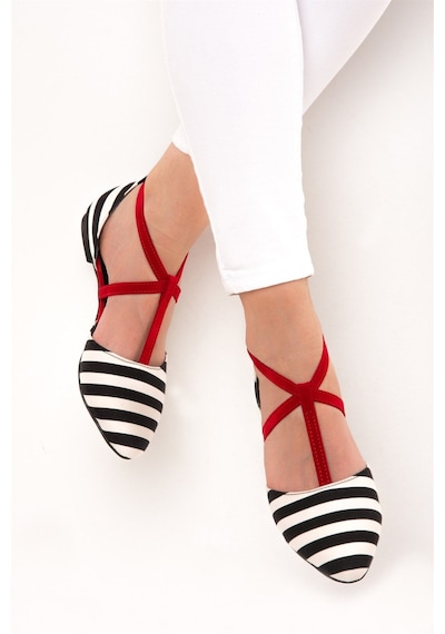 Fox Shoes Siyah/beyaz/kırmızı Kadın Babet D726537304 Siyah