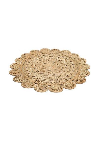 Eko Halı Solo Ca-105 Dhurrıe Xw Yuvarlak veya Oval El Dokuma Naturel Jüt Hasır Halı - 120X120