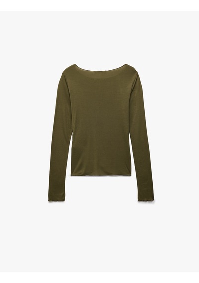 Koton Rahat Kalıp Uzun Kollu U Yaka Viskon Pijama Üstü Yeşil 6wlk40242mk Yeşil