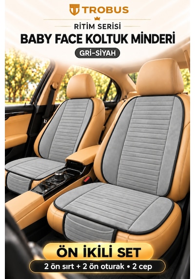 Trobus Ritim Opel Astra 2011-2015 Baby Face Ön İkili Koltuk Minderi Gri Siyah