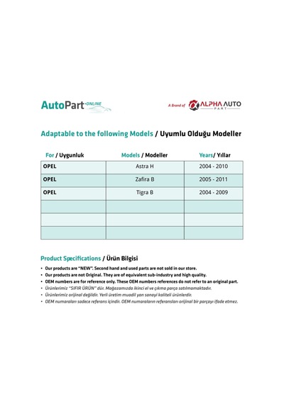 Opel Astra H 2004-2014 İçin Cam Düğme Kapağı