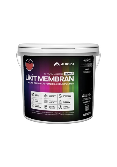 Alkoru 13 Kg Likit Membran Renkli Reçine Esaslı Sıvı Su Yalıtım Malzemesi Kırmızı