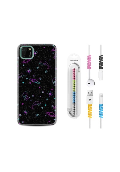 Huawei Y5P Kılıf Kablo Koruyuculu Galaxy Yunus Göz 1860