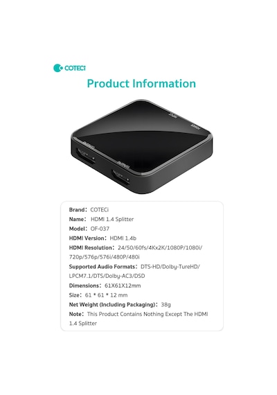 Hdmı 1.4 Splitter 1 Giriş 2 Çıkış Görüntü Çoğaltıcı Adaptör 4k 1080p Çift Ekran Yansıtma Ps5 Xbox Laptop Tv Monitör Projeksiyon Uyumlu