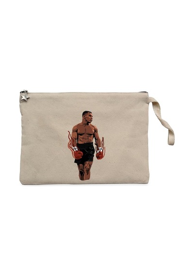 Mike Tyson Fire Boxing Gloves Krem Clutch Cüzdan / El Çantası Krem