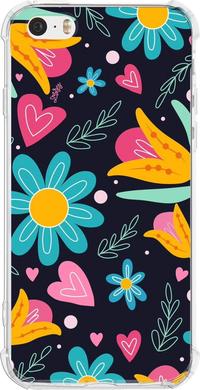 Apple Uyumlu iPhone 5 Retro Color 1 Baskılı Şeffaf Köşe Korumalı Antişok Kılıf