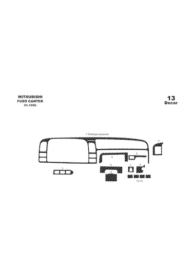 Mitsubishi Fuso Center Torpido Kaplama 1996-2004 13 Parça Karbon