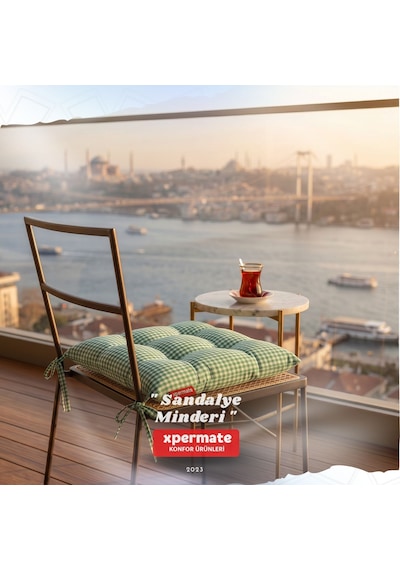 Pötikareli Sandalye Minderi 40x40 Pofidik Piknik Minderi Yeşil
