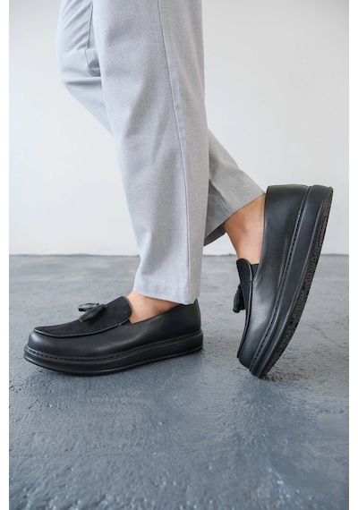 Mn002 - Cst Loafer Pelle Erkek Ayakkabı Sıyah Siyah