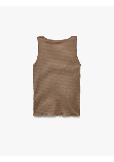 Koton Kolsuz Dokulu Krep Kumaş Derin U Yaka Pijama Üstü Kahverengi 5slk90016mk Kahve