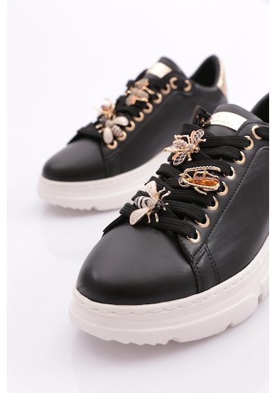 Dgn Es852 Kadin Kalin Taban Ari Tokali Sneakers Ayakkabi ES852-2007-R12593 Siyah - Beyaz